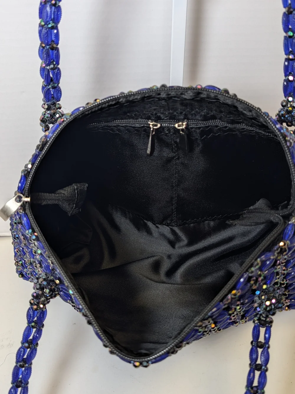 Handcrafted Beaded Navy Shoulder Bag